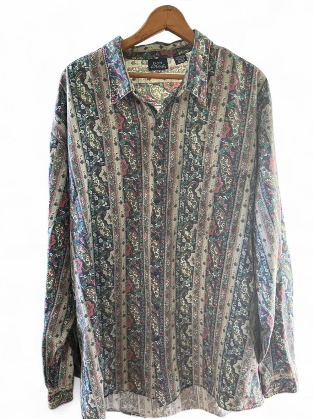 Men’s Bon Homme Multicolor Paisley Stripe Button-Down Shirt